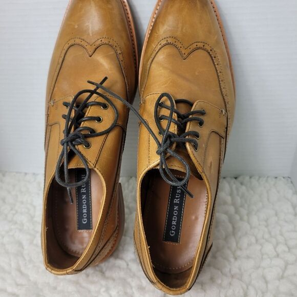 Gordon Rush Cornell Mens Oxford Shoes Size 10.5 Brown Leather Wingtip Shoes - Picture 8 of 10
